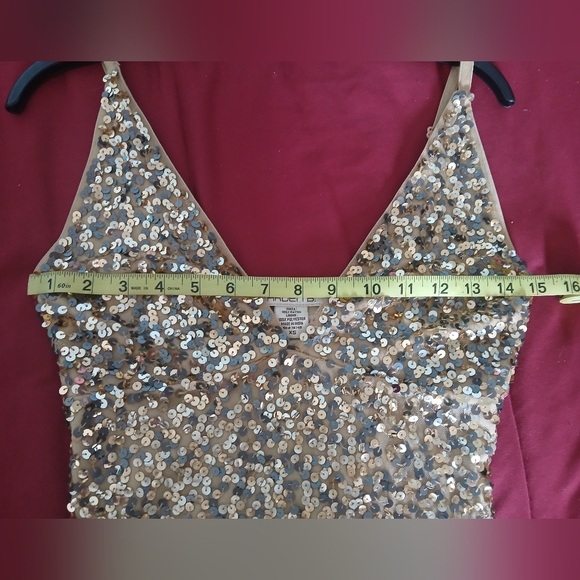 Arden B Gold Sequined Mini Dress - Picture 3 of 6